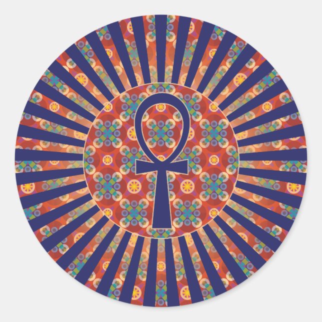 Ancient Egypt: Ankh Cross Classic Round Sticker (Front)