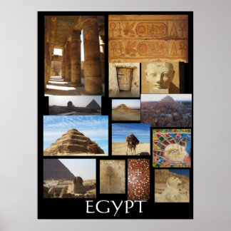 Ancient Egypt Archaeology Pyramids Statues Poster