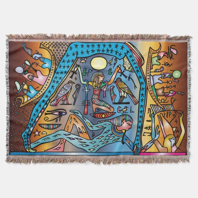 Ancient Egypt Art God Geb Supports Nut in Heaven Throw Blanket (Front)