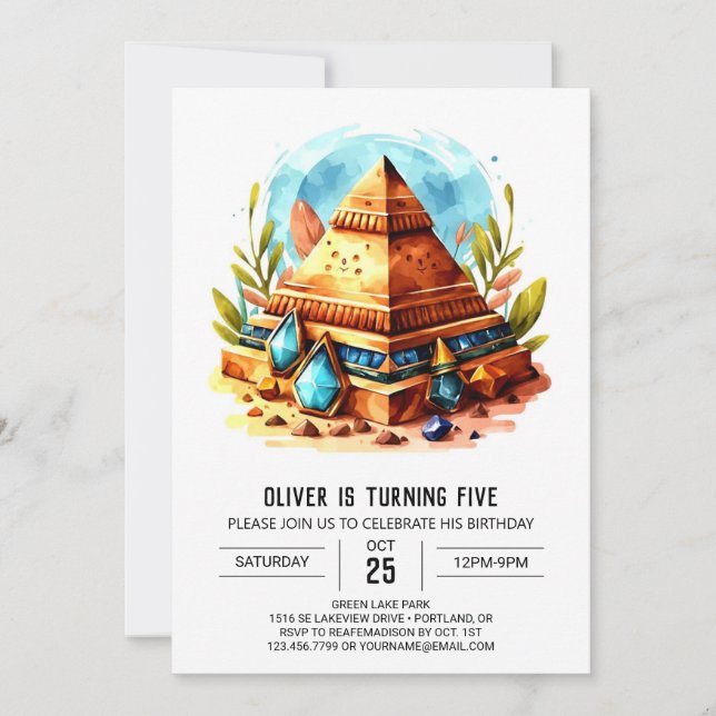Ancient Egypt Custom Modern Pyramids Birthday Invitation (Front)
