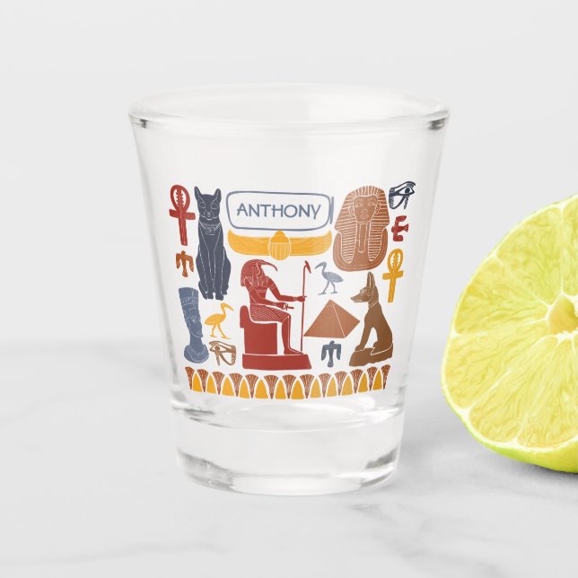 Ancient Egypt Egyptian Graphics Collage Shot Glass (Front)