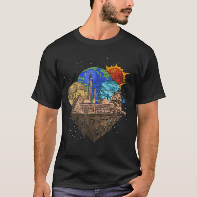 Ancient Egypt Egyptian Sphinx Planets Outer Space  T-Shirt (Front)