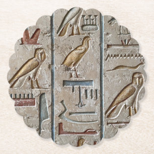 Ancient Egypt Engraved Unique Hieroglyphic Carved  Paper Coaster