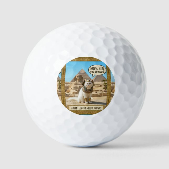 Ancient Egypt Funny Royal Pharaoh White Cat  Golf Balls (Front)