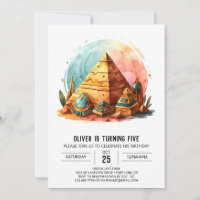  Ancient Egypt Gold Editable Pyramids Birthday