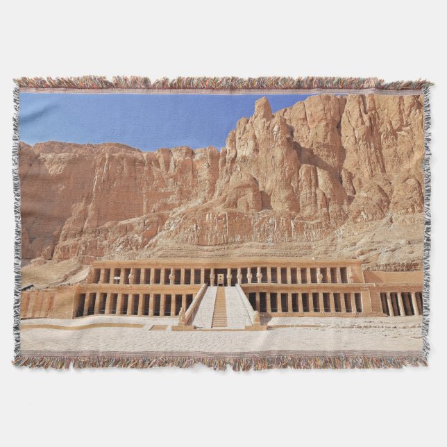 Ancient Egypt Hatshepsut Deir Bahri Temple Luxor Throw Blanket (Front)