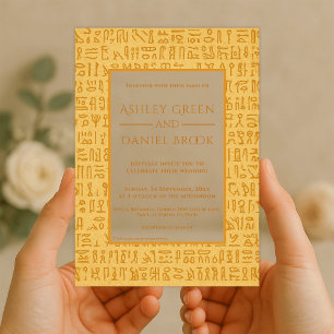 Ancient Egypt Hieroglyphic Motifs Egyptian Wedding Acrylic Invitations