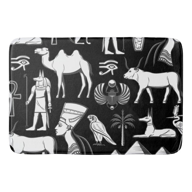 Ancient Egypt Hieroglyphic Symbol Pattern   Bath Mat (Front)