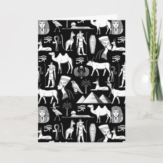 Ancient Egypt Hieroglyphic Symbol Pattern      Card (Front)