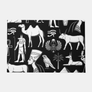 Ancient Egypt Hieroglyphic Symbol Pattern  Doormat