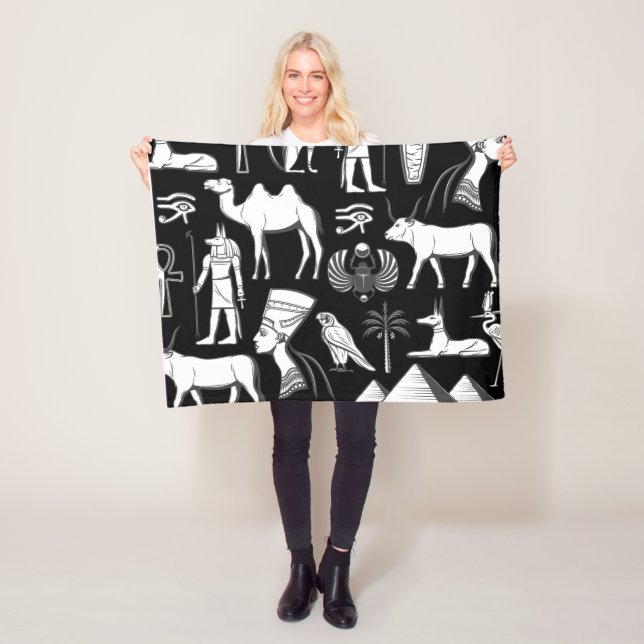 Ancient Egypt Hieroglyphic Symbol Pattern    Fleece Blanket (In Situ)