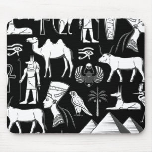 Ancient Egypt Hieroglyphic Symbol Pattern Mouse Pad