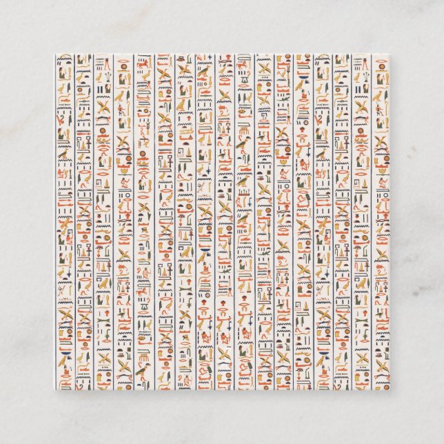 ancient egypt hieroglyphs pattern background histo square business card (Front)