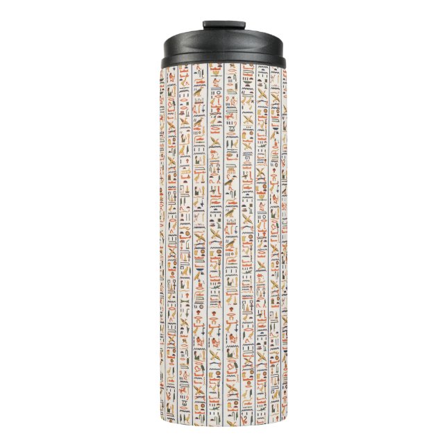 ancient egypt hieroglyphs pattern background histo thermal tumbler (Front)