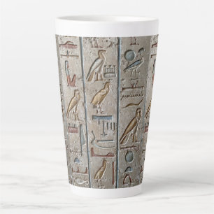 Ancient Egypt Pharaohs Hieroglyphs Engrave Text Latte Mug
