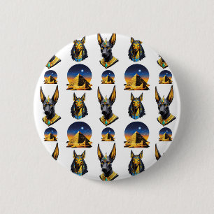 Ancient Egypt Pyramid Anubis Pattern Design 6 Cm Round Badge