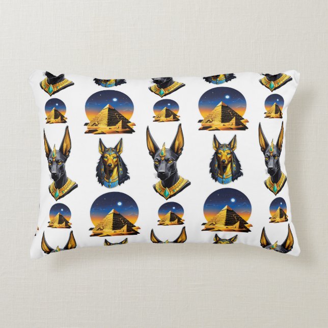 Ancient Egypt Pyramid Anubis Pattern Design  Decorative Cushion (Front)