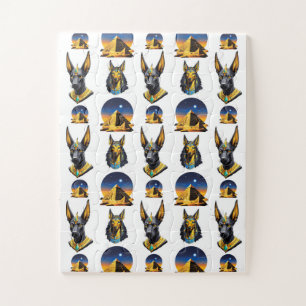 Ancient Egypt Pyramid Anubis Pattern Design  Jigsaw Puzzle
