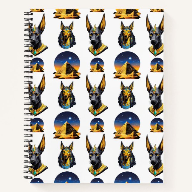 Ancient Egypt Pyramid Anubis Pattern Design  Notebook (Front)