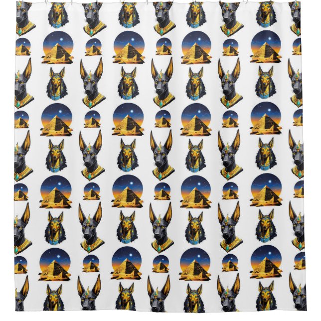 Ancient Egypt Pyramid Anubis Pattern Design  Shower Curtain (Front)