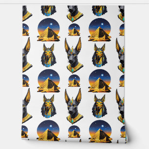 Ancient Egypt Pyramid Anubis Pattern Design Wallpaper