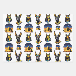 Ancient Egypt Pyramid Anubis Pattern Design  Wrapping Paper Sheet