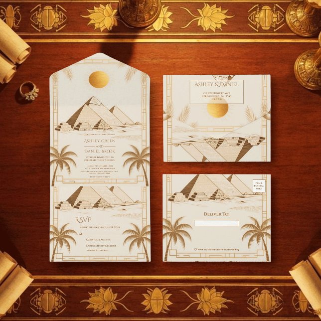 Ancient Egypt Pyramids Of Giza Egyptian Wedding All In One Invitation (Creator Uploaded)