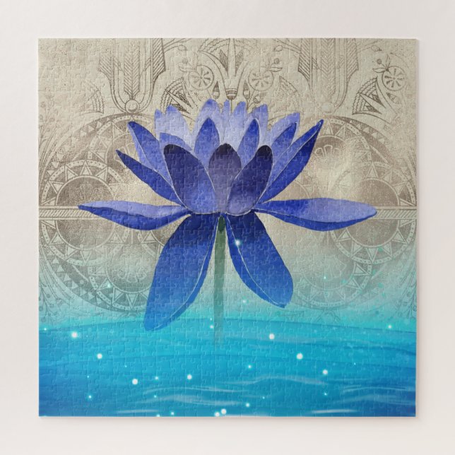Ancient Egypt Styled Magic Blue Lotus Flower Poste Jigsaw Puzzle (Vertical)