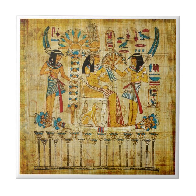Ancient Egypt Tapestry Scroll Heirogliphics Tile (Front)
