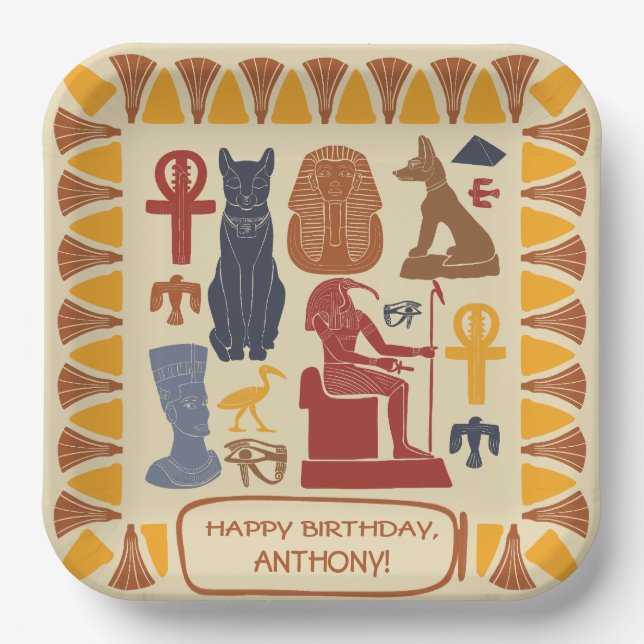 Ancient Egypt Themed Custom Party Paper Plate (Front)