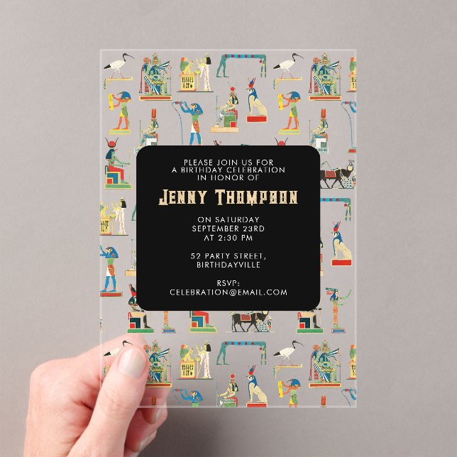 Ancient Egypt Vintage Egyptian Birthday Party Acrylic Invitations (Insitu (Handheld))