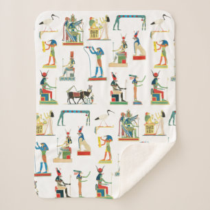 Ancient Egypt Vintage Egyptian Pattern Sherpa Blanket