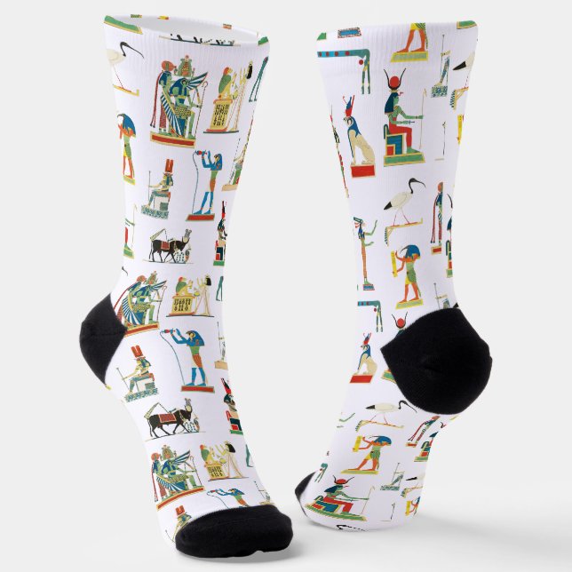 Ancient Egypt Vintage Egyptian Pattern Socks (Angled)