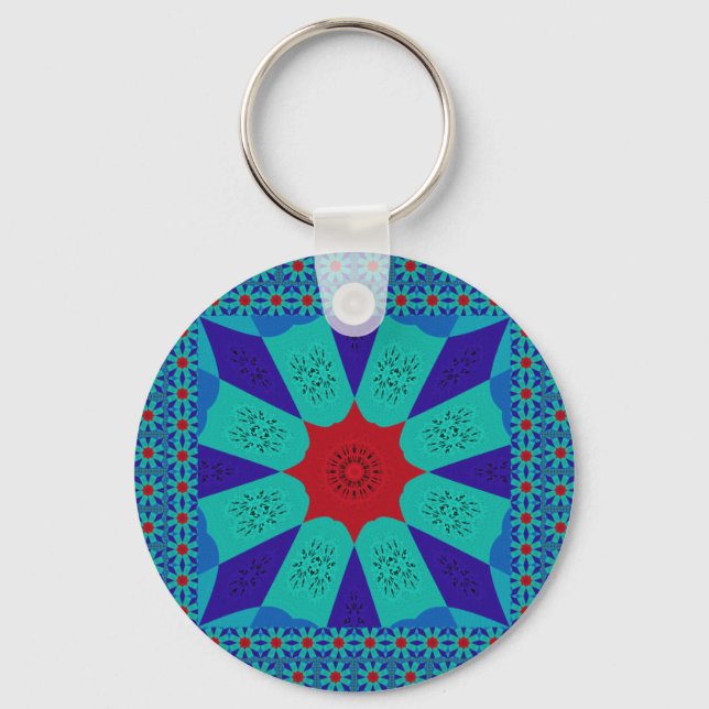 Ancient Egyptian Art: A Vibrant Mandala.  Key Ring (Front)