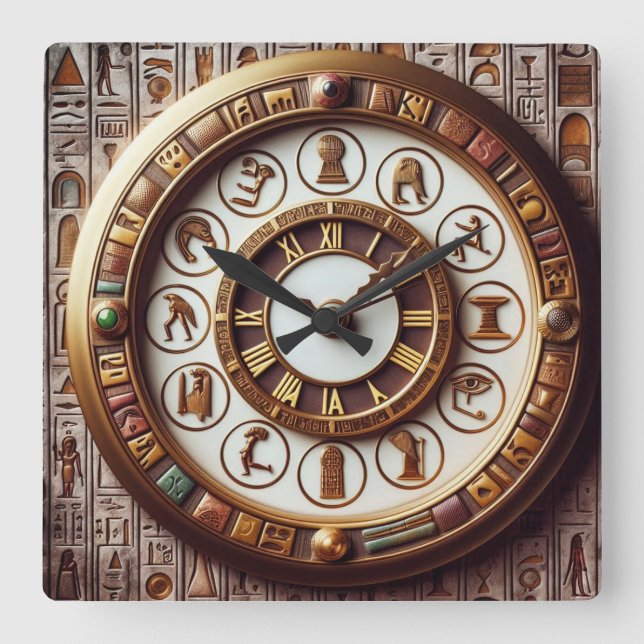 Ancient Egyptian Art Background Square Wall Clock (Front)
