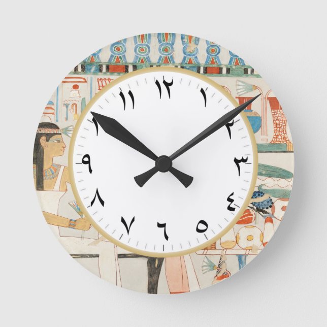 Ancient Egyptian Art Clock with Arabic Numbers (Front)