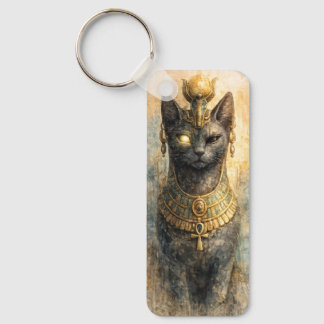 Ancient Egyptian Bastet Cat Goddess Watercolor Art Key Ring