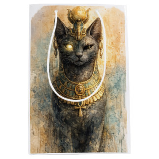 Ancient Egyptian Bastet Cat Goddess Watercolor Art Medium Gift Bag