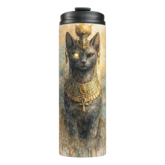 Ancient Egyptian Bastet Cat Goddess Watercolor Art Thermal Tumbler