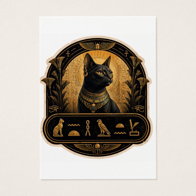 Ancient Egyptian Black Cat Bastet Hieroglyphics St (Front)