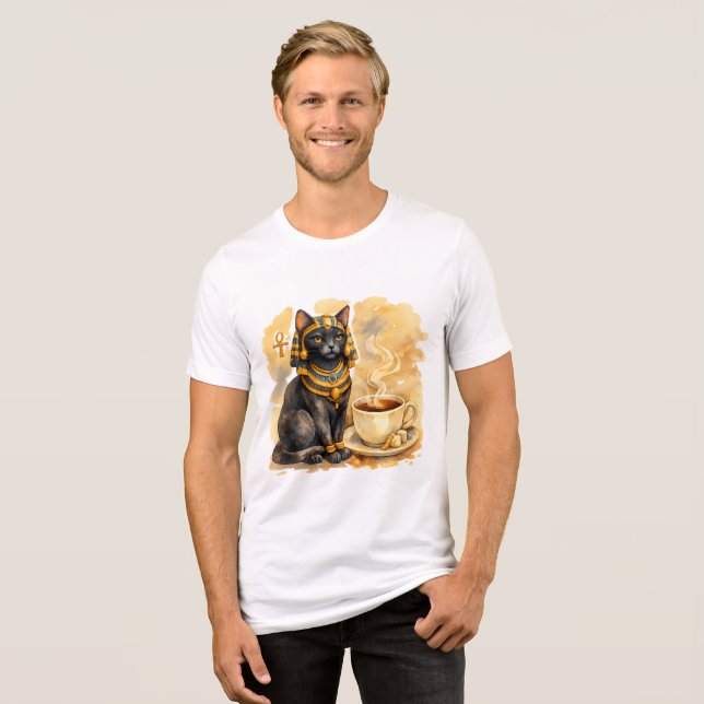 Ancient Egyptian Cat Bastet Mythology Design Tri-Blend Shirt (Front Full)