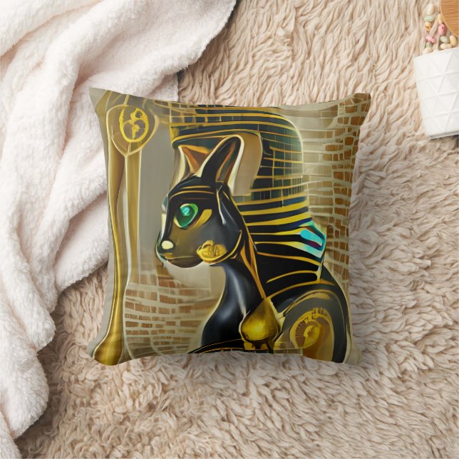 Ancient Egyptian Cat Goddess Bastet AI Art Cushion (Blanket)