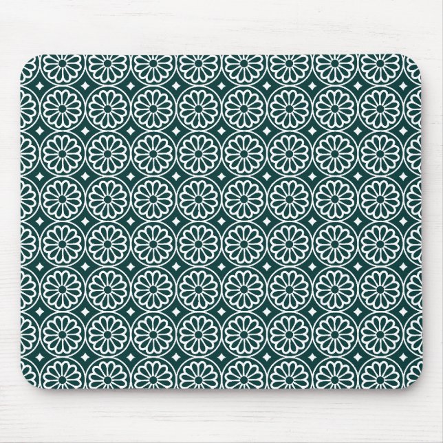 Ancient Egyptian Flowers - Dark Green Mouse Pad (Front)