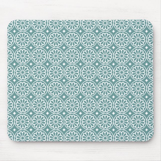 Ancient Egyptian Flowers - Ocean Green Mouse Pad (Front)
