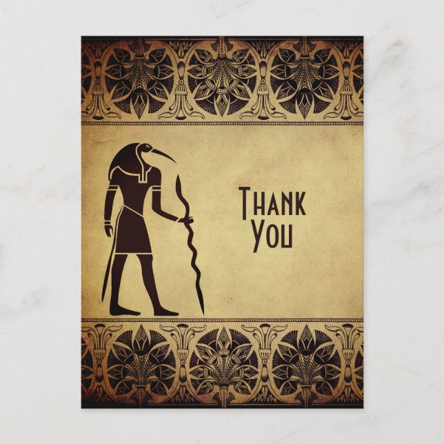 Ancient Egyptian God Thoth Golden Thank You Postcard (Front)