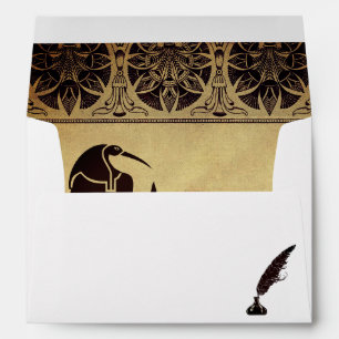 Ancient Egyptian God Thoth, Quill and Ink Golden Envelope
