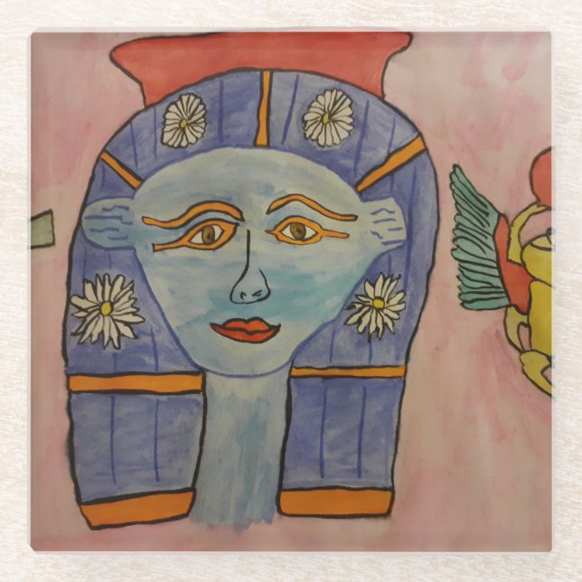 Ancient Egyptian Goddess Glass Coaster (Front)