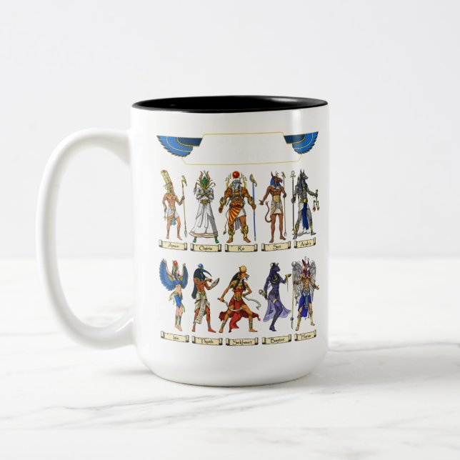 Ancient Egyptian Gods Two-Tone Coffee Mug (Left)