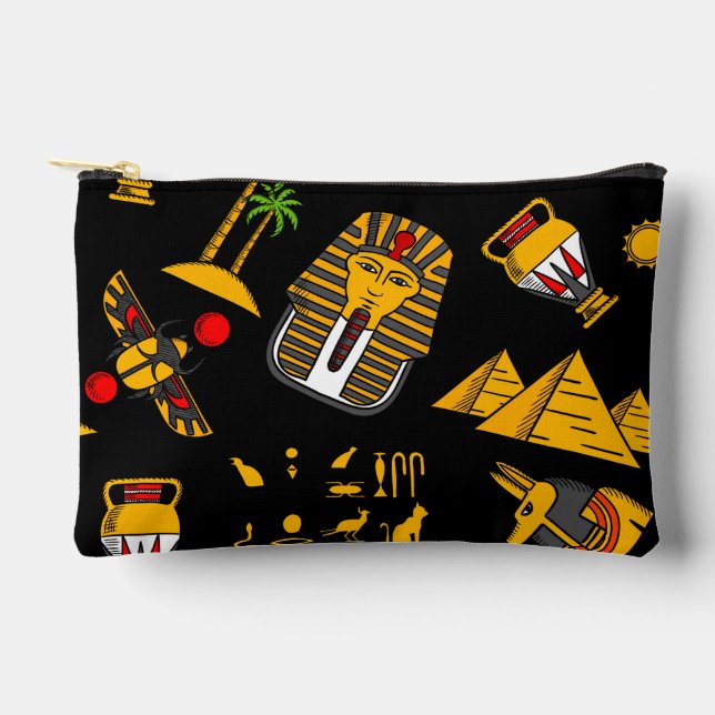 Ancient  Egyptian Hieroglyphic Pattern Background  Accessory Pouch (Front)