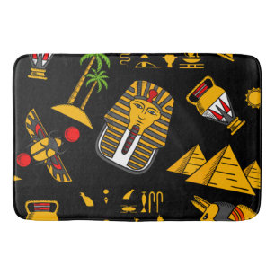Ancient Egyptian Hieroglyphic Pattern Background Bath Mat